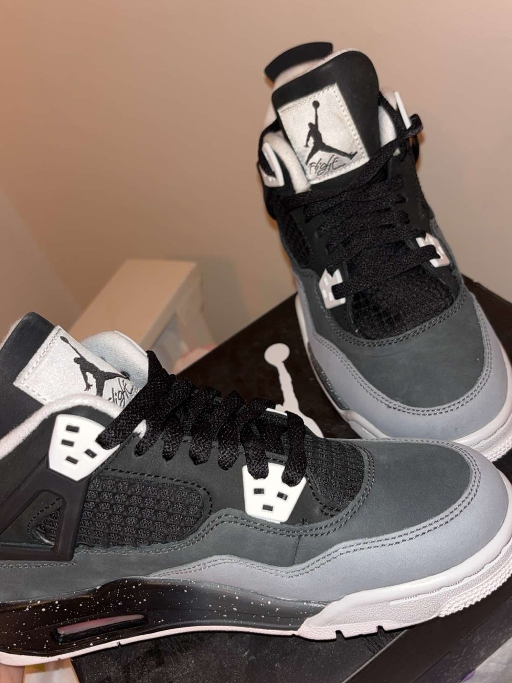 Jordan Men’s Air 4 Low-Top Sneakers - Black & Gray